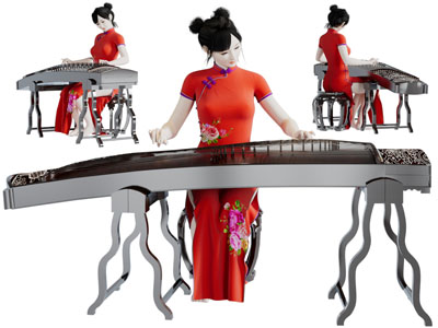 弹古筝的女孩人物