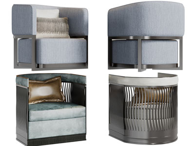 新中式单人沙发3d模型 新中式单人沙发