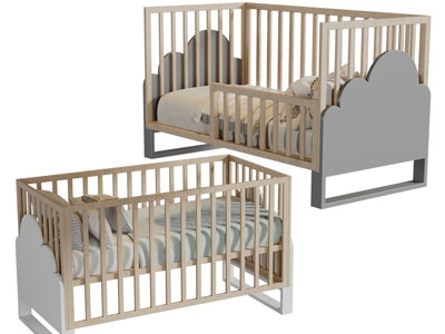 北欧实木婴儿床