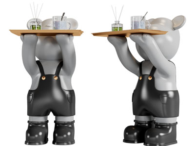 现代小熊托盘摆件边几