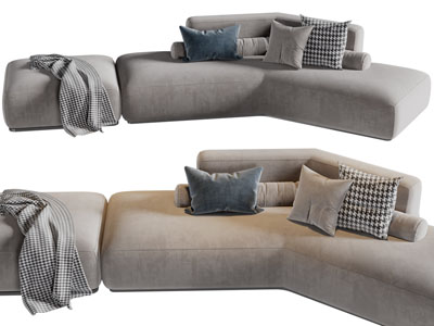 现代弧形多人沙发3d模型 现代弧形多人沙发