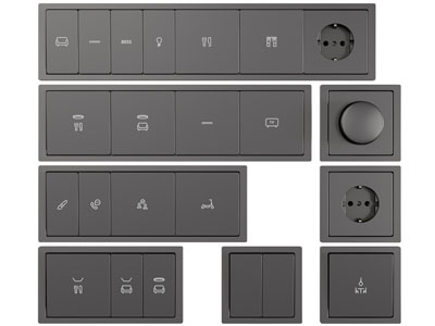 现代开关面板、插座3d模型 现代开关面板、插座