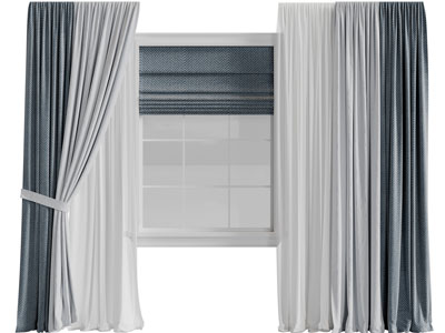 现代窗帘窗纱3d模型 现代窗帘窗纱