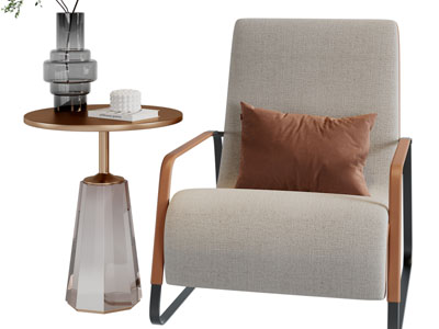 现代休闲沙发椅子、边几3d模型 现代休闲沙发椅子、边几