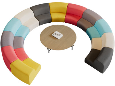 现代圆形多人沙发、茶几组合