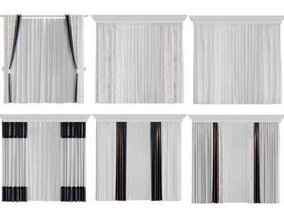 欧式窗帘窗纱3d模型 欧式窗帘窗纱