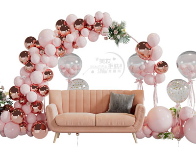 现代双人沙发、气球美陈3d模型 现代双人沙发、气球美陈