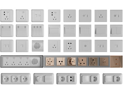 现代开关面板、插座3d模型 现代开关面板、插座