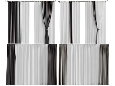 现代窗帘窗纱3d模型 现代窗帘窗纱