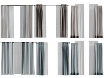 现代窗帘窗纱3d模型 现代窗帘窗纱