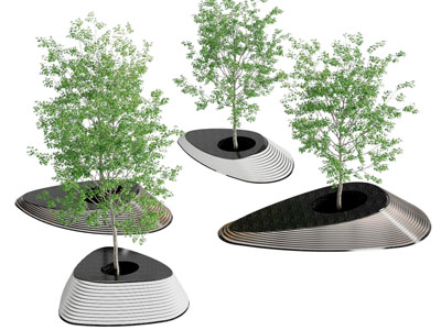 现代城市花坛树木