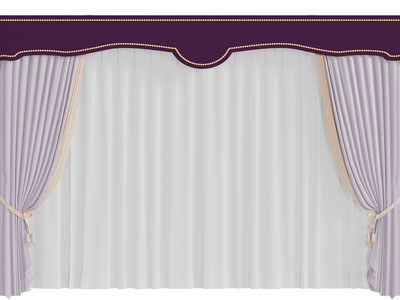 新中式窗帘窗纱3d模型 新中式窗帘窗纱