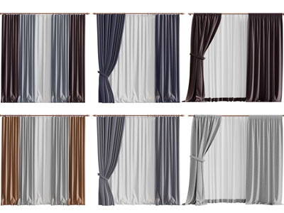 现代窗帘窗纱3d模型 现代窗帘窗纱