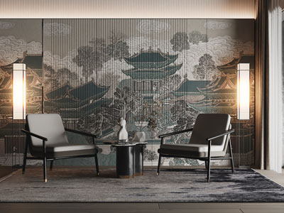 新中式休闲椅子和茶几组合