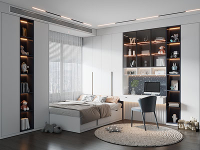 现代儿童房、卧室