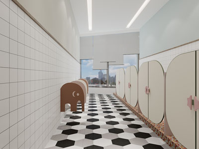 现代幼儿园公共卫生间