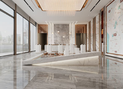 现代售楼处大堂前台接待