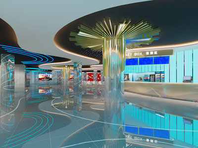 后现代电影院售票大厅3d模型 后现代电影院售票大厅