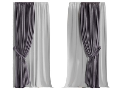 现代布艺窗帘窗纱3d模型 现代布艺窗帘窗纱