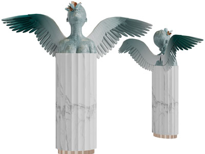 现代带翅膀的雕塑装饰品摆件