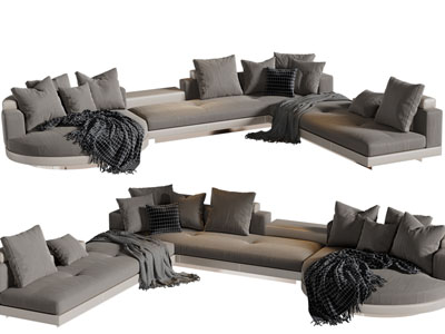 现代布艺转角多人沙发3d模型 现代布艺转角多人沙发