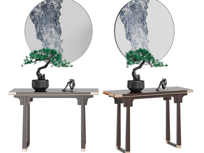 新中式端景台3d模型 新中式端景台