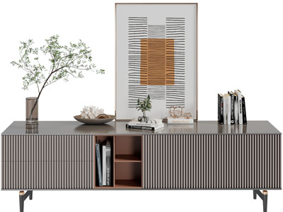 现代电视柜、装饰画