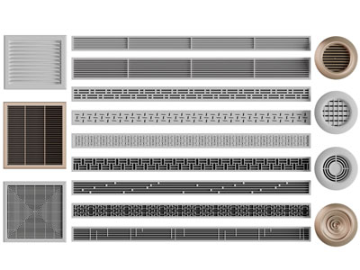 现代方形、圆形空调出风口3d模型 现代方形、圆形空调出风口