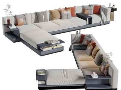 现代布艺多人沙发3d模型 现代布艺多人沙发