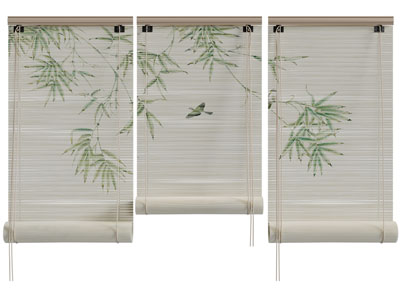 新中式竹帘、卷帘3d模型 新中式竹帘、卷帘