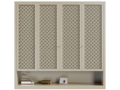 新中式鱼鳞纹理柜门的衣柜3d模型 新中式鱼鳞纹理柜门的衣柜