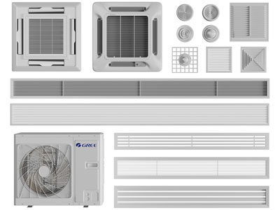 现代空调出风口、室外机3d模型 现代空调出风口、室外机