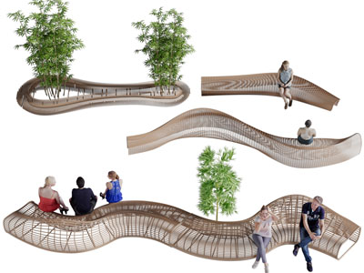 现代城市户外公共椅子