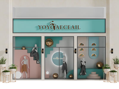 现代轻奢服装店橱窗