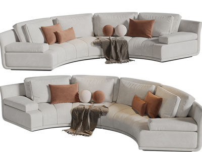 现代弧形多人沙发3d模型 现代弧形多人沙发