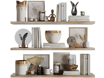 现代实木隔板书籍装饰品摆件