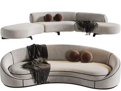 现代弧形多人沙发3d模型 现代弧形多人沙发