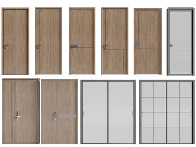 现代实木平开门、推拉门