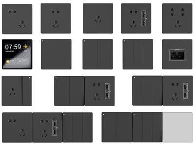 现代黑色开关面板插座3d模型 现代黑色开关面板插座