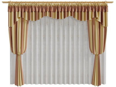 现代布艺窗帘窗纱3d模型 现代布艺窗帘窗纱