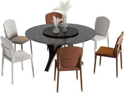 现代圆形餐桌椅组合