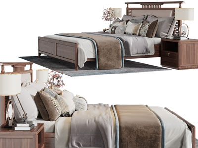 新中式实木双人床