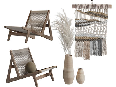 侘寂风休闲椅子、挂件