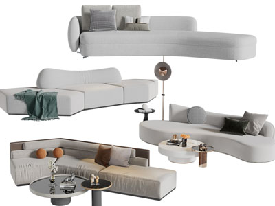 现代布艺多人沙发3d模型 现代布艺多人沙发