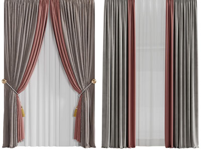 现代布艺窗帘窗纱3d模型 现代布艺窗帘窗纱