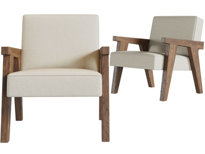 侘寂风单人沙发3d模型 侘寂风单人沙发