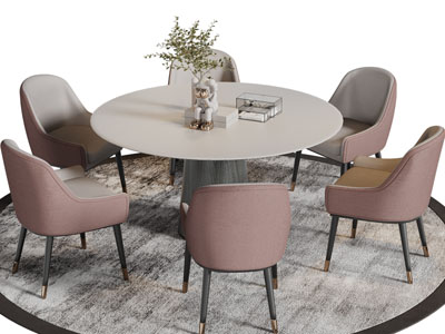 现代圆形餐桌椅组合