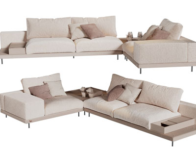 现代布艺多人沙发3d模型 现代布艺多人沙发