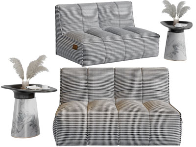 现代布艺双人沙发3d模型 现代布艺双人沙发