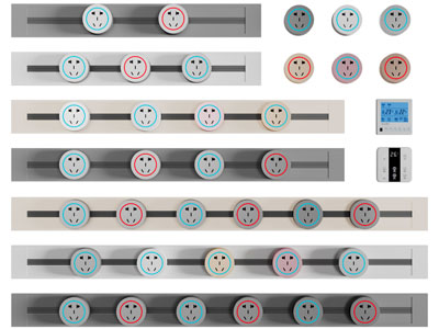 现代加长多头插座、开关面板3d模型 现代加长多头插座、开关面板